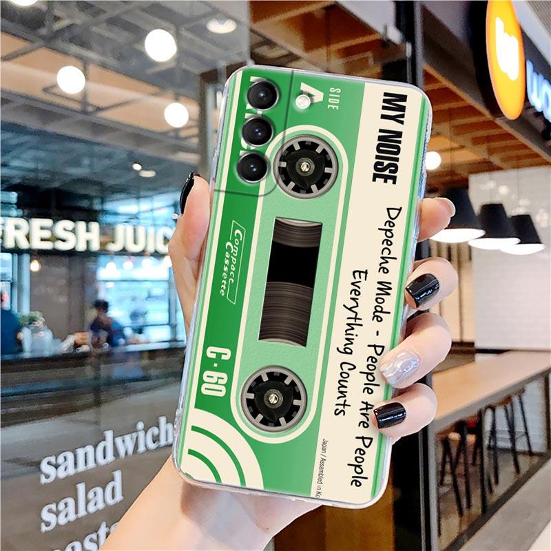 Retro Music Cassette Tape Vintage Style Transparent Case for Samsung Galaxy S22 S21 S20 FE S 22 Ultra S10 S9 Plus 5G Cover Coque