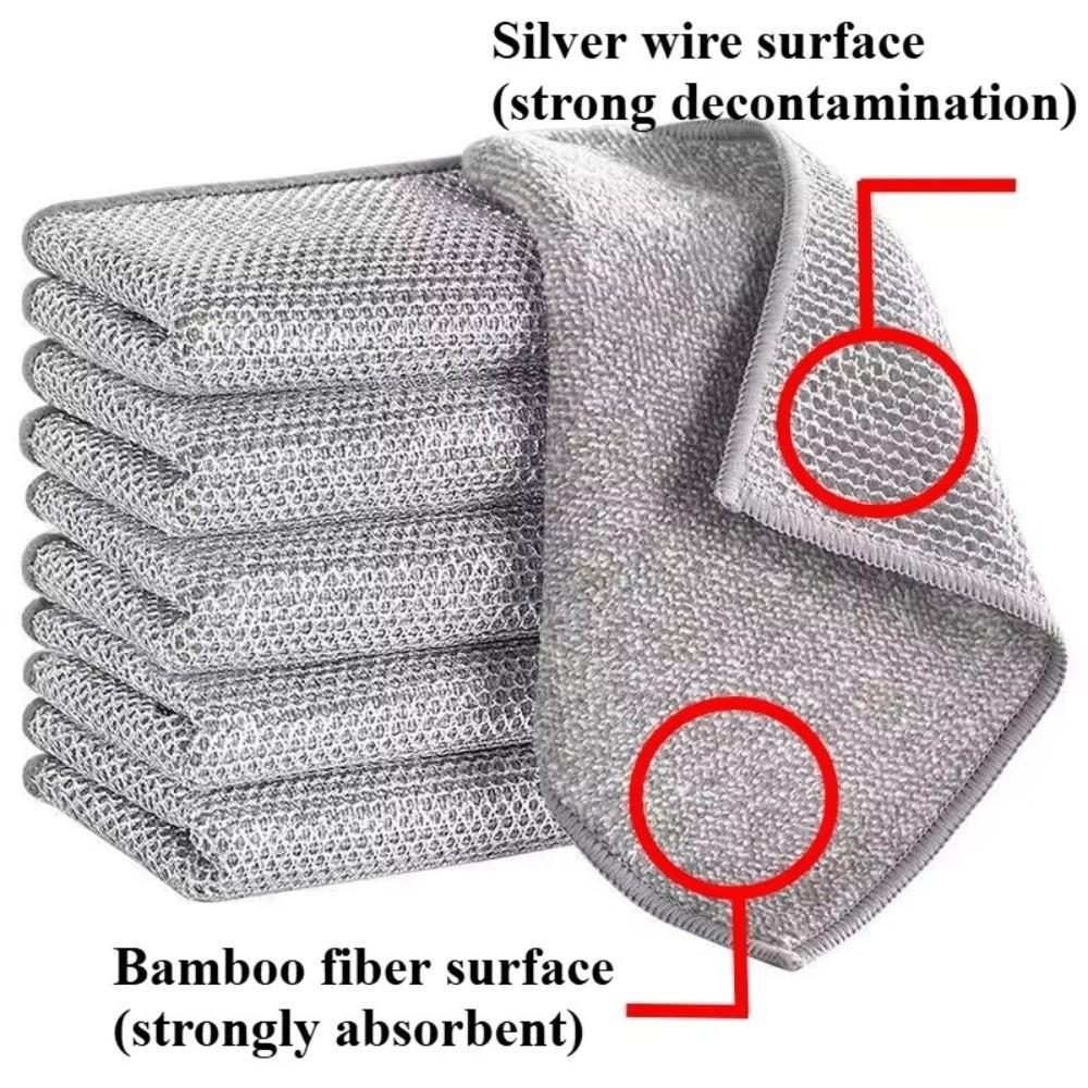1/5/10Pcs Bamboo Fiber Dish Washing Towel Wire Pot Cleaning Rag New Cleaning Rag Pot Washing