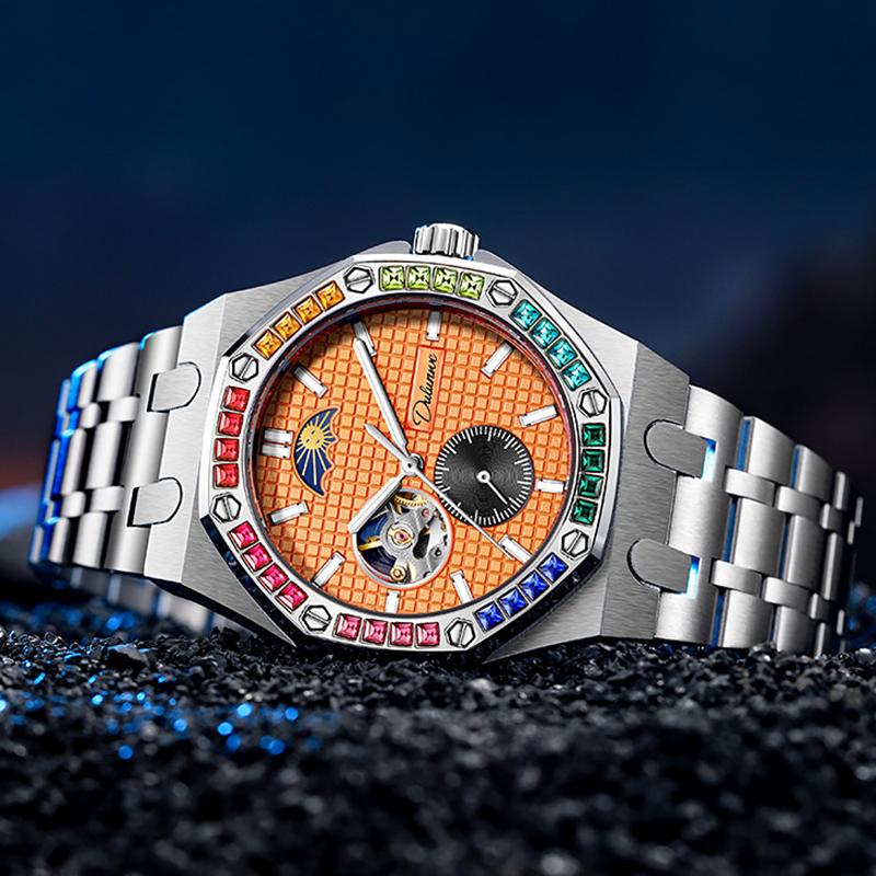 Fashion New Luxury Mechanical Watches Rainbow Drill Hollow Design Fully Automatic Mechanical Automatic Watch