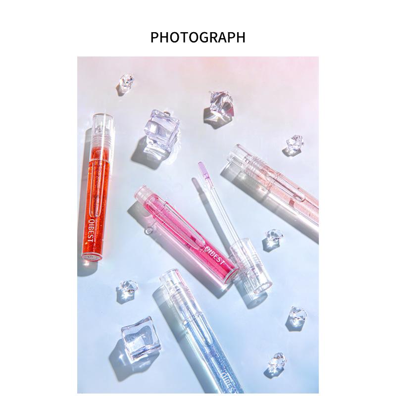 QIBEST Водянистый блеск для губ Зеркальная стеклянная глазурь для губ Увлажняющий питательный водянистый блеск для губ Невыцветающий прозрачный блеск для губ