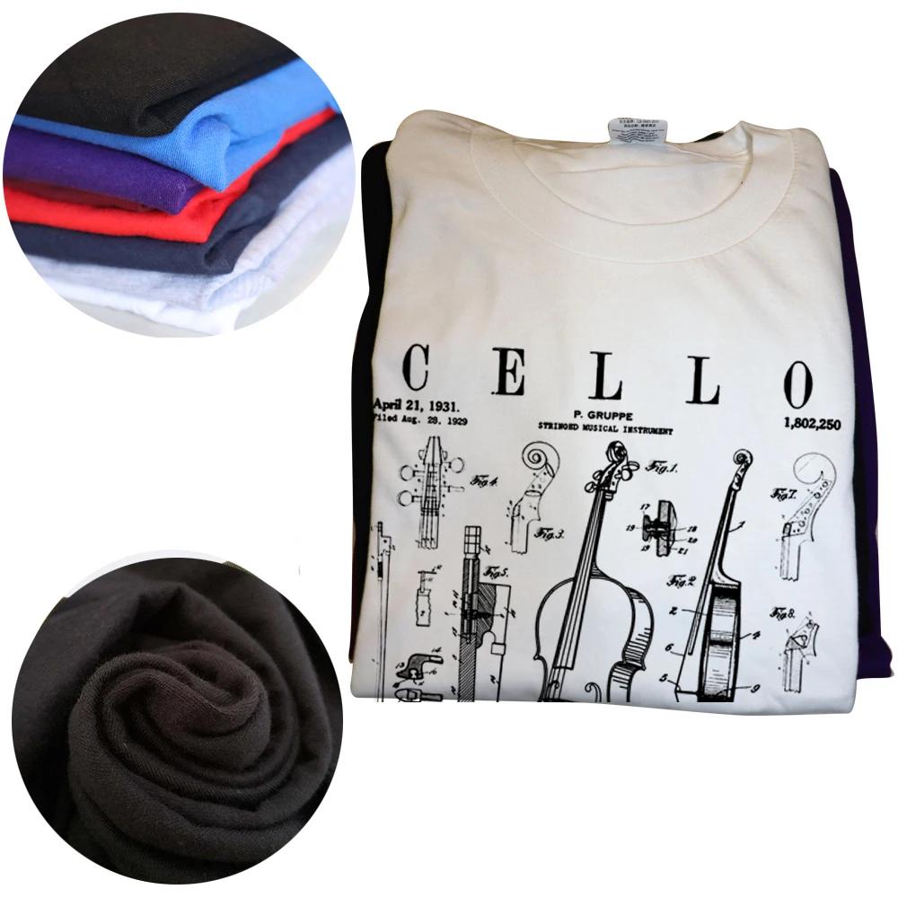 Funny Cello Vintage Patent Cellist Drawing T Shirts Graphic Cotton Streetwear Short Sleeve Birthday Gifts Summer Style T-shirt