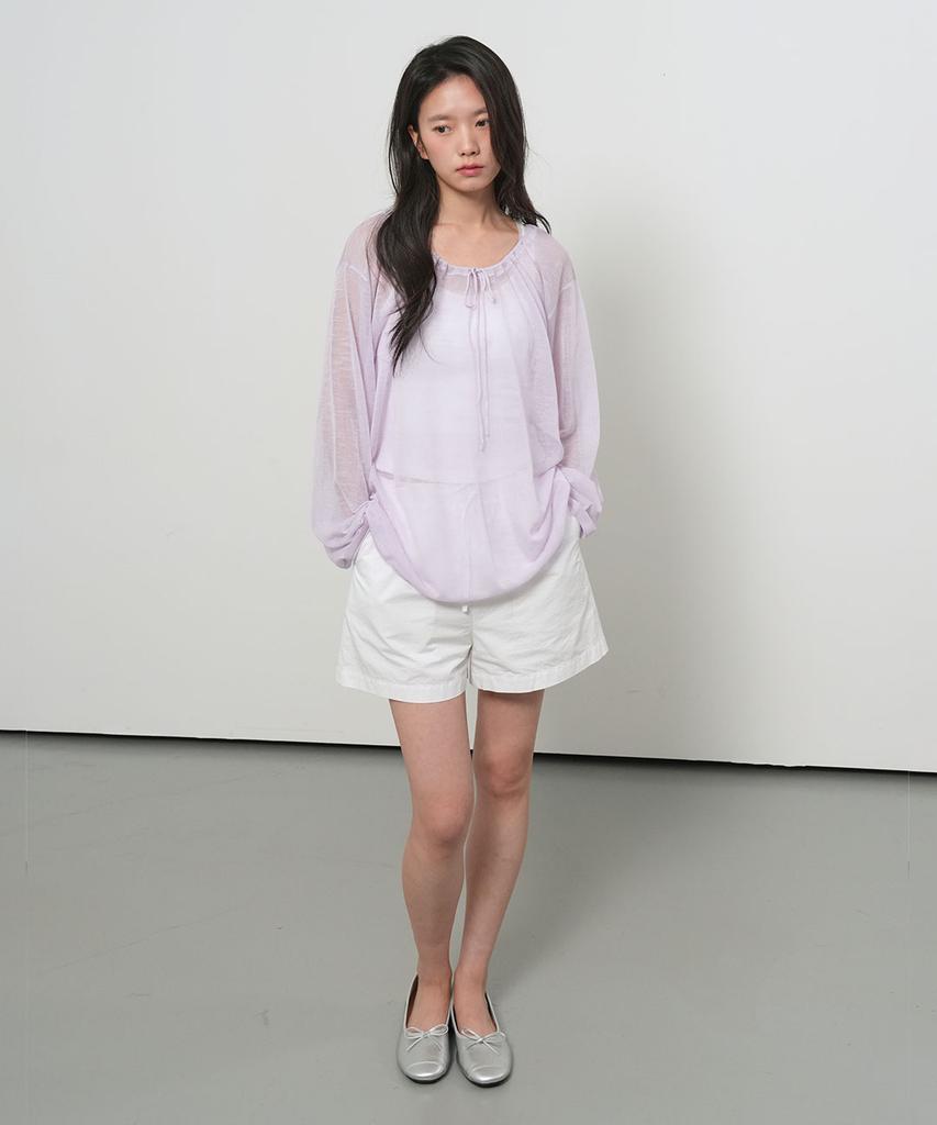 GENERALIDEA See-Through Neck String Knit Pullover [Lavender] / Gf2Lkp543
