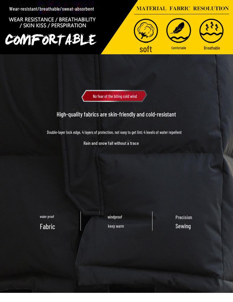 Мужская куртка-пуховик средней длины с капюшоном - зима 2024 г., выше колена, плотная, повседневная, теплая, дизайн для молодежи