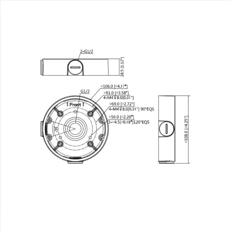 IP66 Rateds Weatherproof Aluminum Junction Box for Various Domes Camera Models for Secure Installation