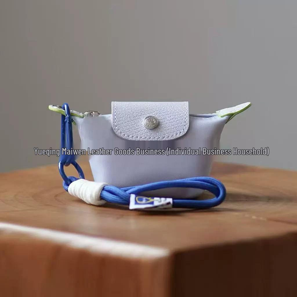 Сумка-пельмень Longxiang Mini из нейлона с кожаной отделкой - Хранение монет, наушников, помады - Милая маленькая сумка через плечо.