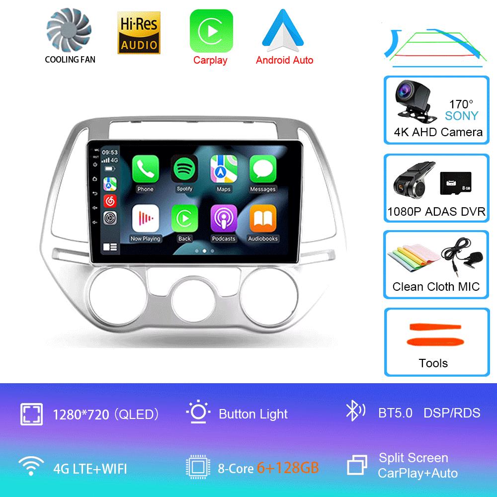 Автомобильный радиоприемник Android 14 Carplay Auto Multimedia Player для Hyundai I20 2010 2012 2013 2014 DSP Autoradio GPS Stereo 2din Head Unit