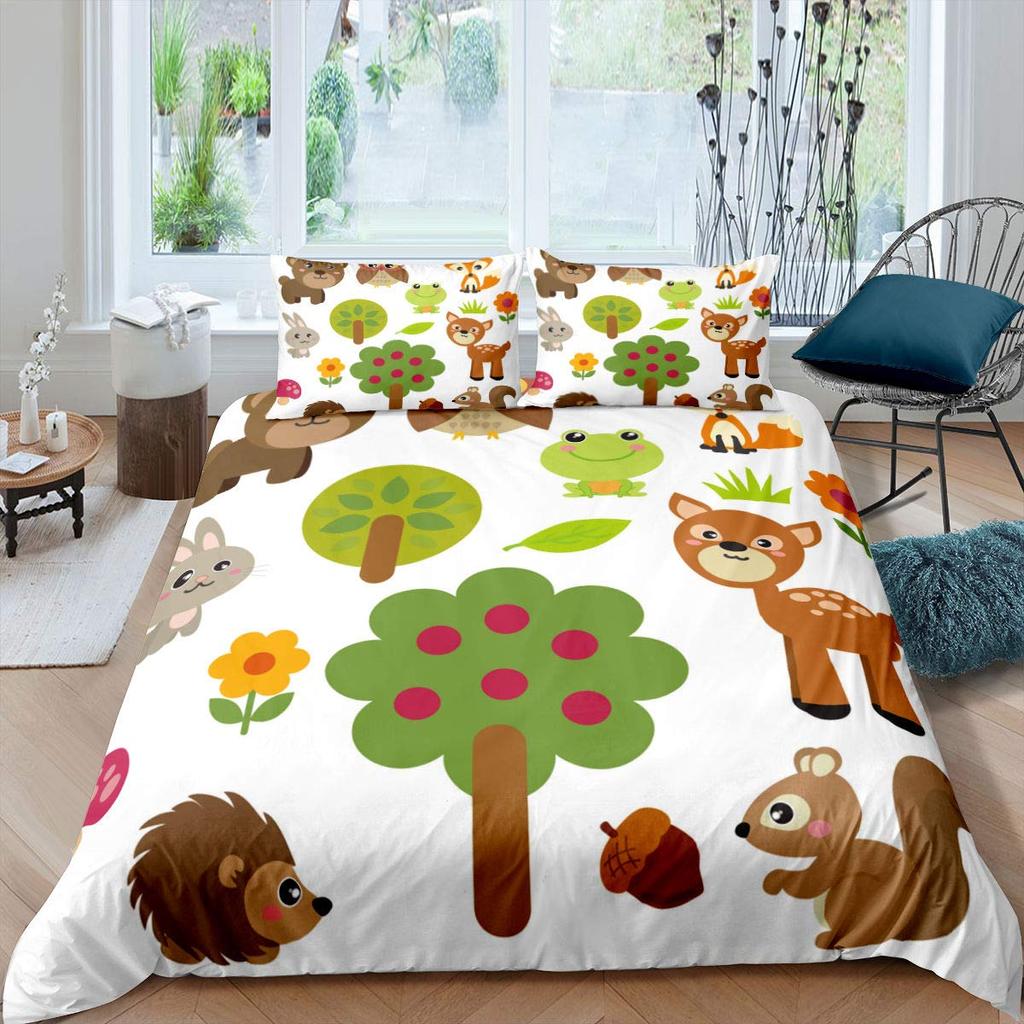 Милый пододеяльник с изображением ежа для подростков, полный комплект постельного белья с изображением бегущих животных, современный комплект постельного белья с изображением мягкого милого ежа, 3 шт.