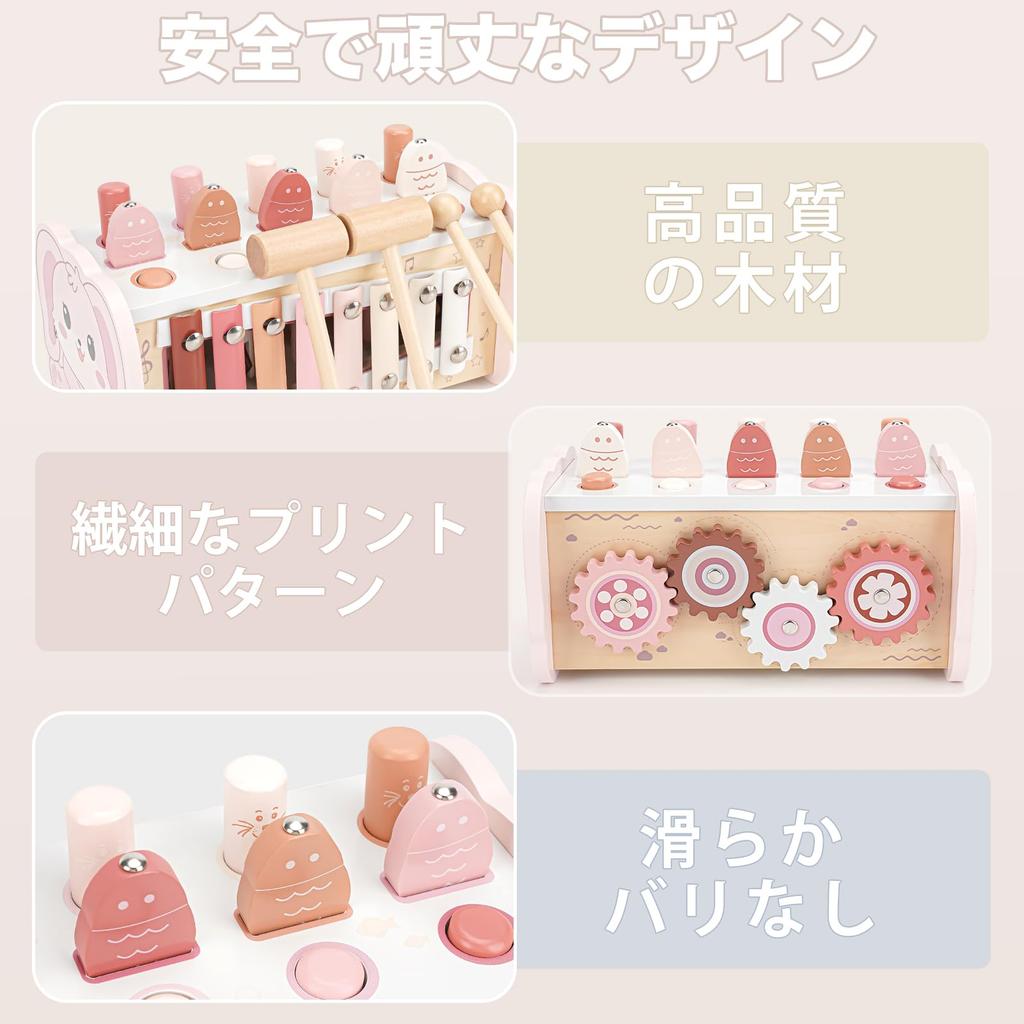 Joyreal Монтессори Развивающие Игрушки Деревянные Игрушки Игрушка-Молоток Музыкальный Инструмент Игрушки-Ксилофоны Детские Игрушки Подарки для Детского Праздника для Девочек Мальчиков 2 3 4 Года