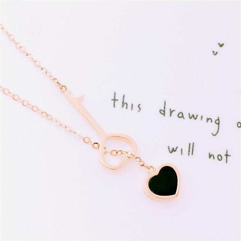 Purple Gold Peach Heart Black Necklace Color Gold Plated Rose Gold High-End Fashion Women'S Necklace