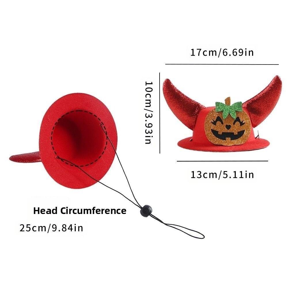 Pumpkin Halloween Pet Horns Hat Adjustable Dog Dress Up Cap Halloween Pet Hat  Halloween Decor