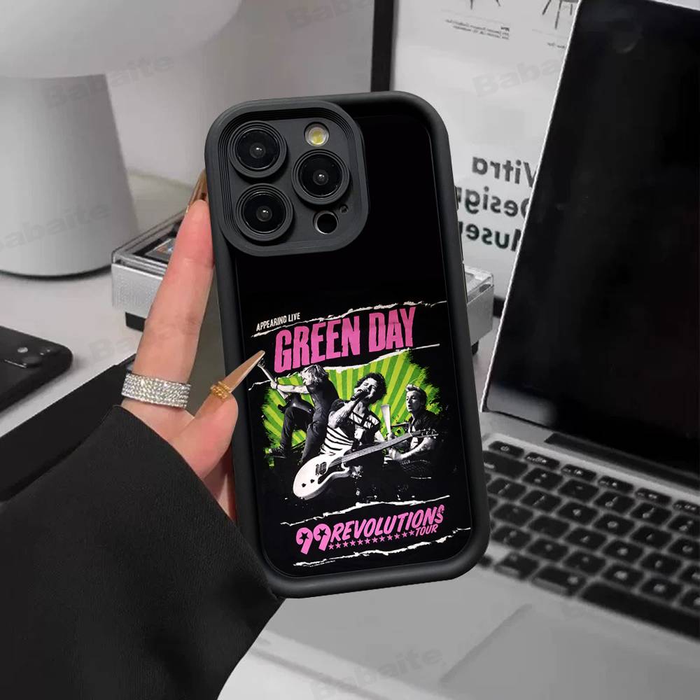Rock Band G-Green Day Silicone Soft Phone Case For IPhone 17 16 15 14 Plus 13 12 Mini 11 Black Cover