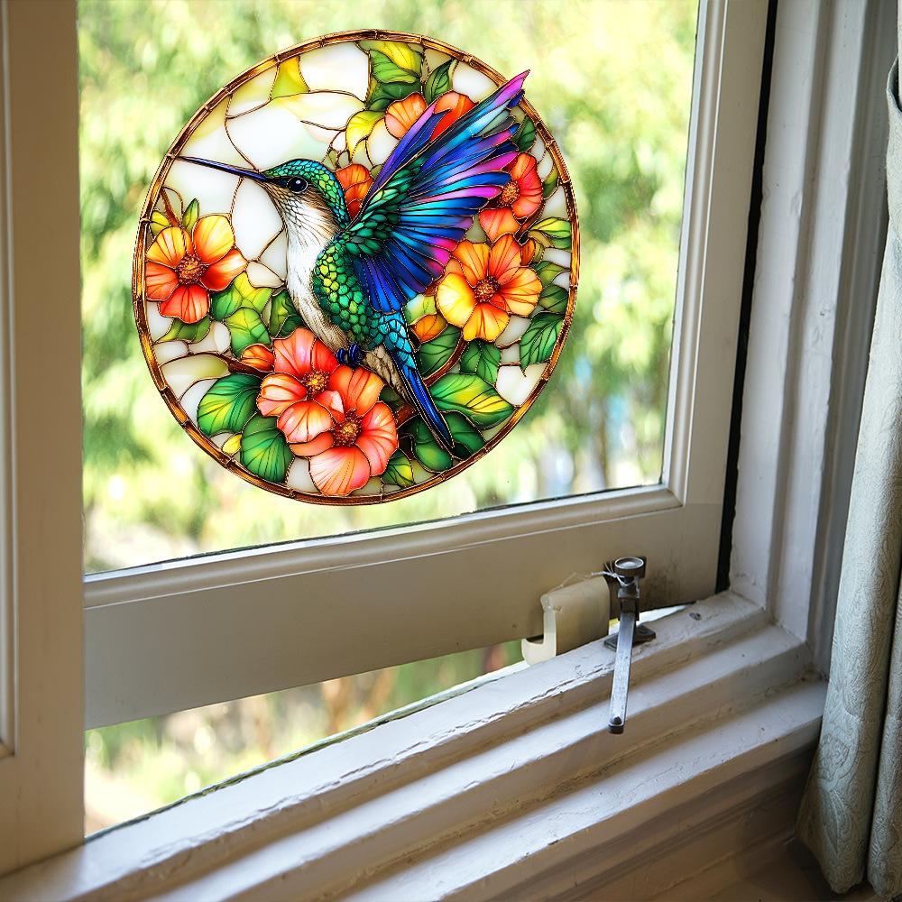Painted Flowers Birds Balcony Glass Windows Home Beautification and Decoration Static Window Stickers