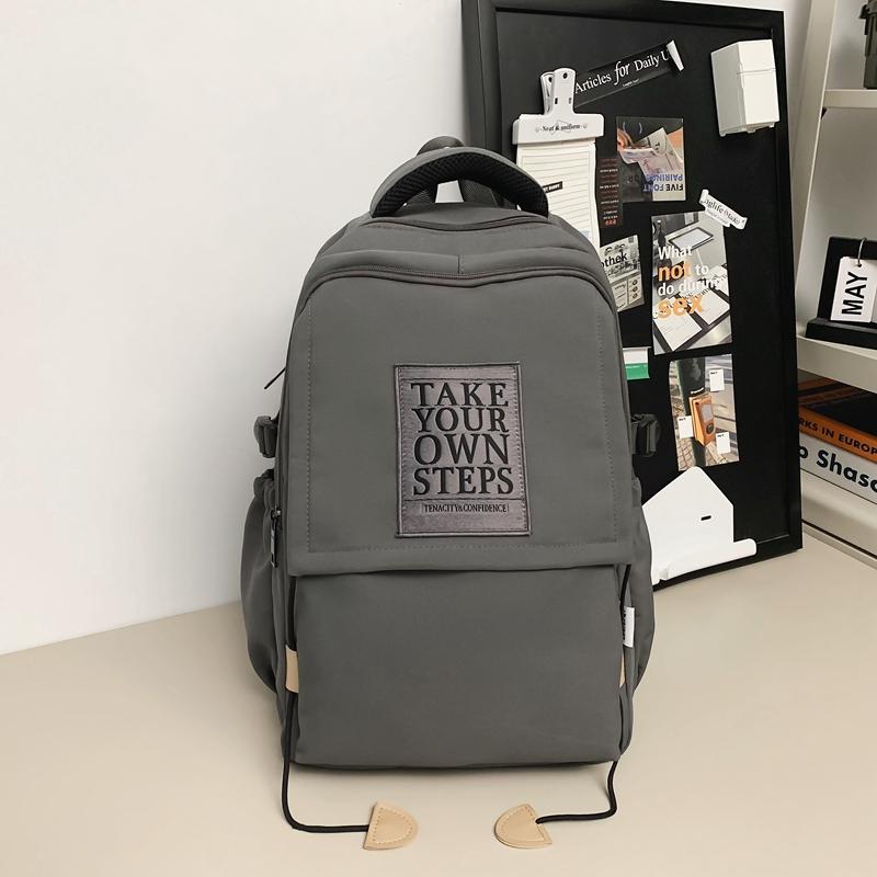 Большая вместимость школьного рюкзака для студента, женский дорожный рюкзак, однотонный мужской рюкзак с буквами