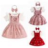 Комплект из 3 предметов для девочки-малышки: комбинезон с коротким рукавом, юбка на подтяжках и повязка на голову. Летняя одежда для младенцев