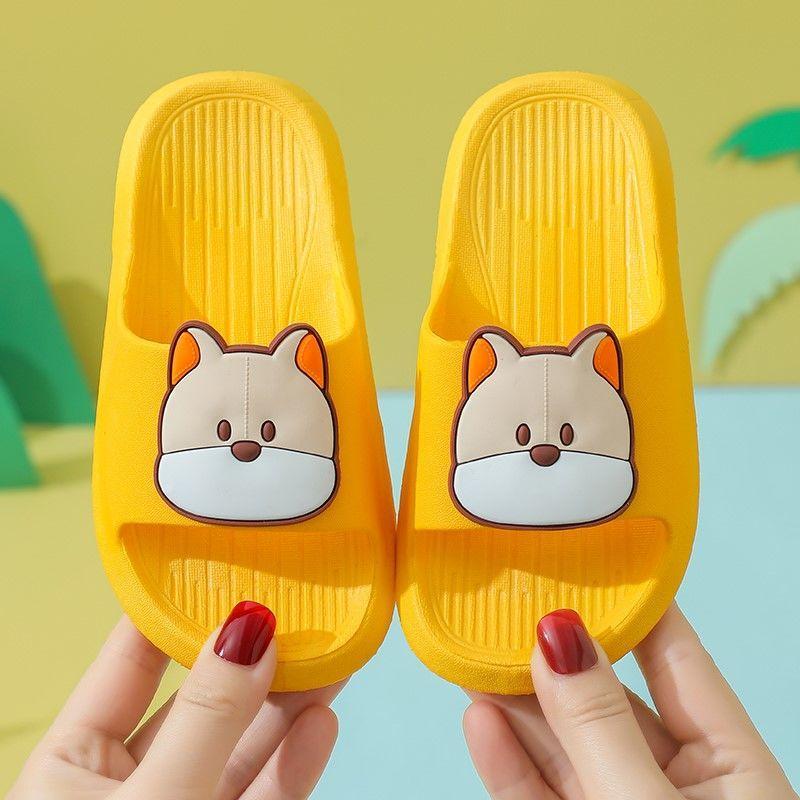 Детские летние домашние нескользящие тапочки для мужчин и девочек, домашние сандалии с мягкой подошвой с изображением собаки