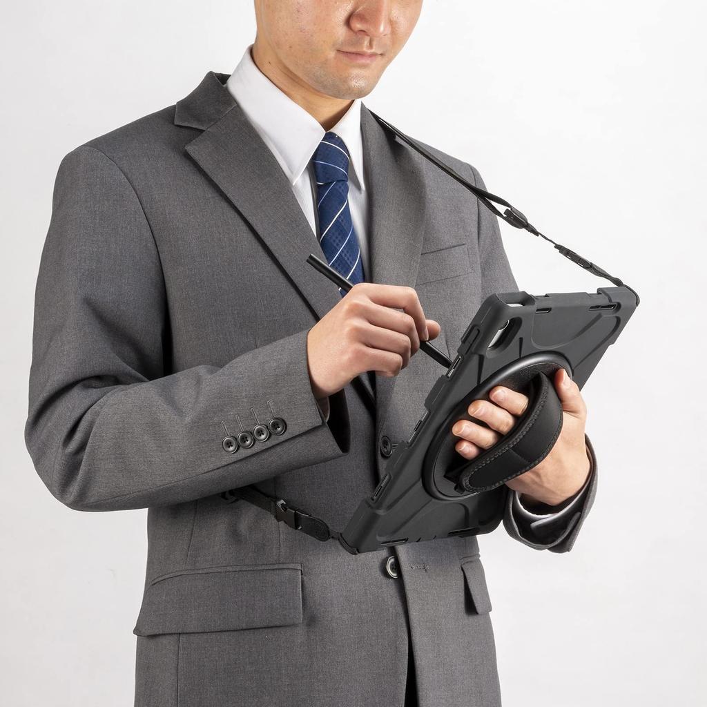 SANWA SUPPLY PDA-IPAD1917BK Shockproof Case for iPad 10.9-inch (with Handle, Stand, and Shoulder Strap)