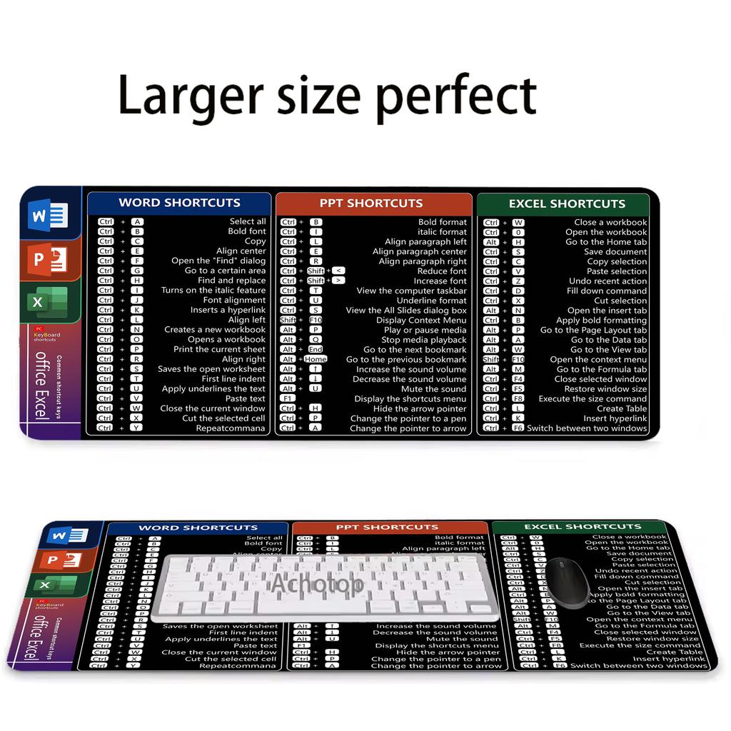 WPS Shortcuts Large Mousepad XXL Notebook Office Mouse Pad Gaming Carpet Locking Edge Mouse Mat Game Keyboard Pads 800x300mm