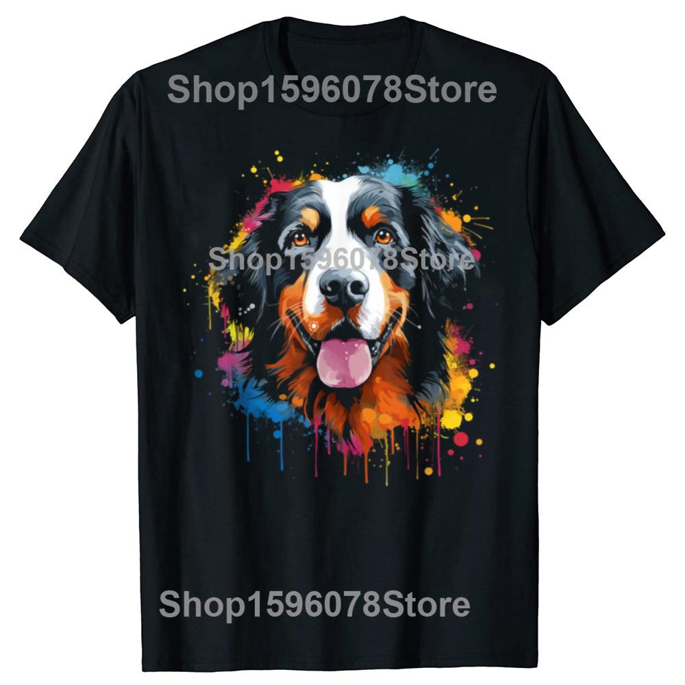 Забавные акварельные красочные футболки с бернским зенненхундом, летняя графическая хлопковая уличная одежда с коротким рукавом, подарки на день рождения, футболка мужская