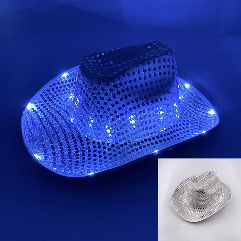 Wireless LED Western Cowboy Hat Light Up Cowboy Hat Disco Bride Pink Cowgirl Hat Concert NightClub Wedding Costumes Accessories
