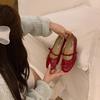 Балетные туфли "Bordeaux Girl" бордового цвета с одним ремешком, женская весенняя коллекция 2025 года, легкие балетки Мэри Джейн.