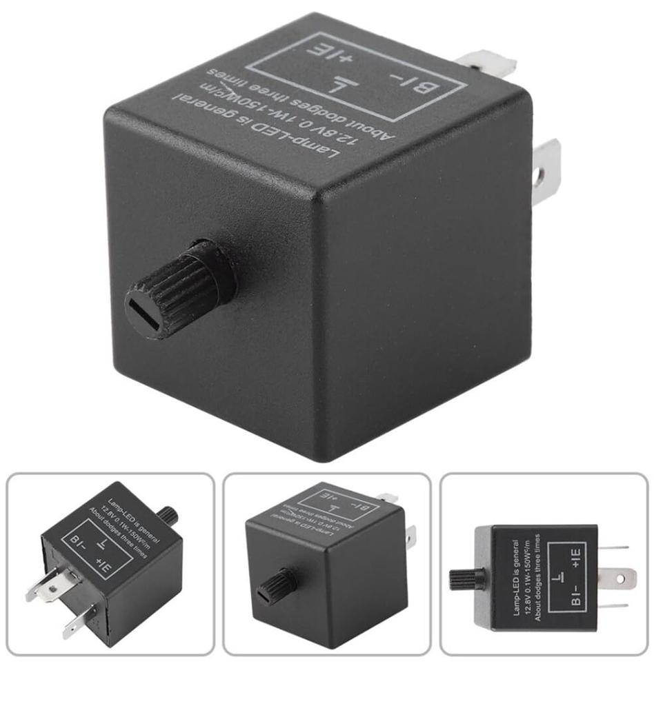 YFFSFDC Flasher Relay 3 Pin Turn Signal Relay CF14 Flash Speed Adjustable LED Flasher Relay for Motorcycle