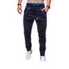 Male Casual Fashion Pants Pocket Zip Design Solid Color Retro Style Soft Jogger Drawstring Elastic Waist Trousers