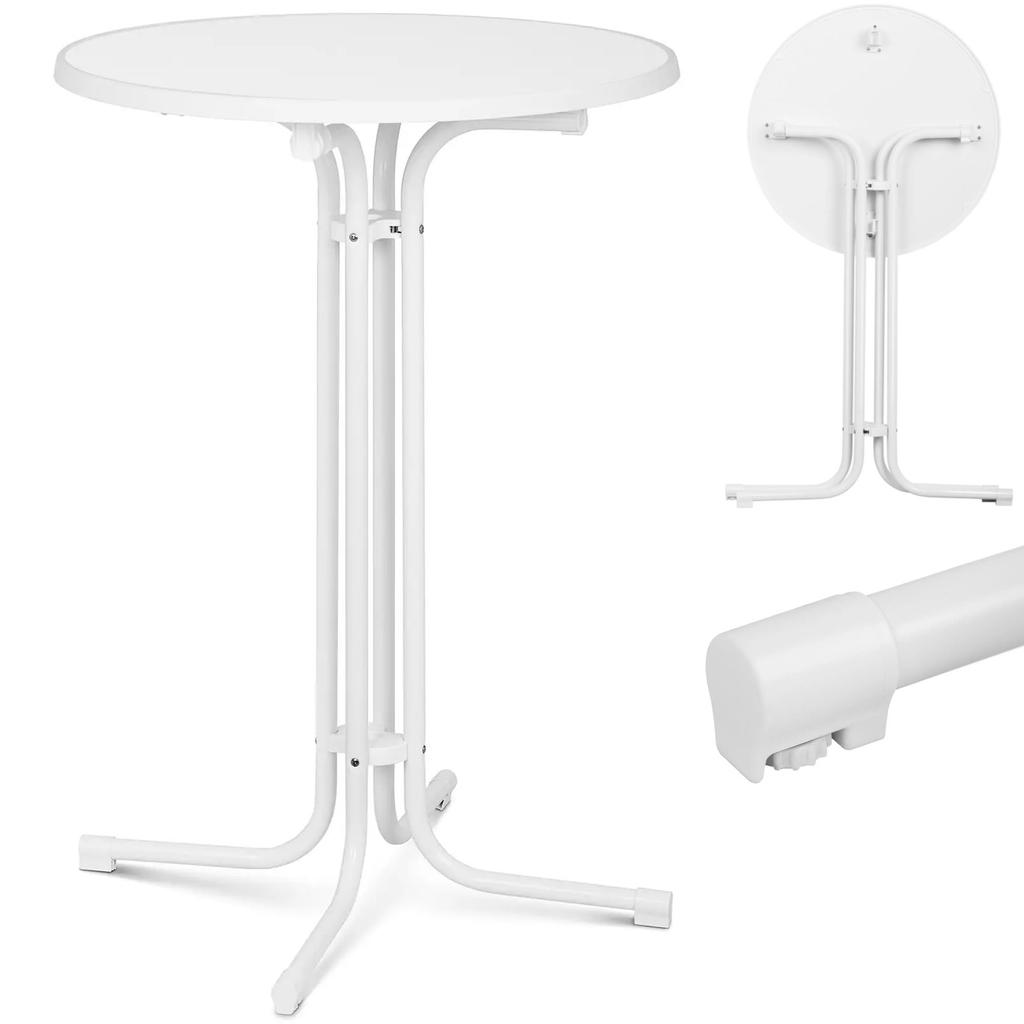 Table, round, high, foldable bar table, diameter 80 cm, height 110 cm, white