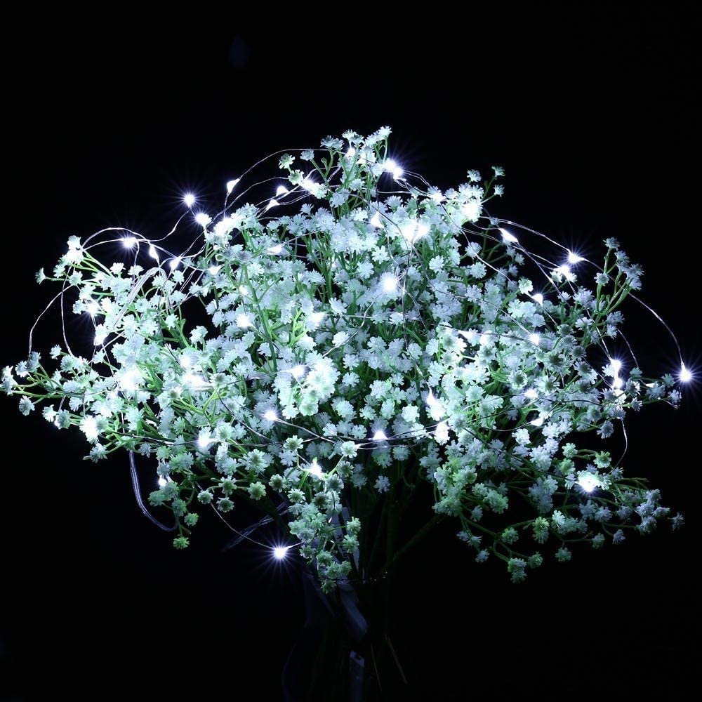 TG66259-1 CHRISTMAS TREE LIGHTS ON WIRE 10 LED MICRO GARLAND COOL WHITE + batteries