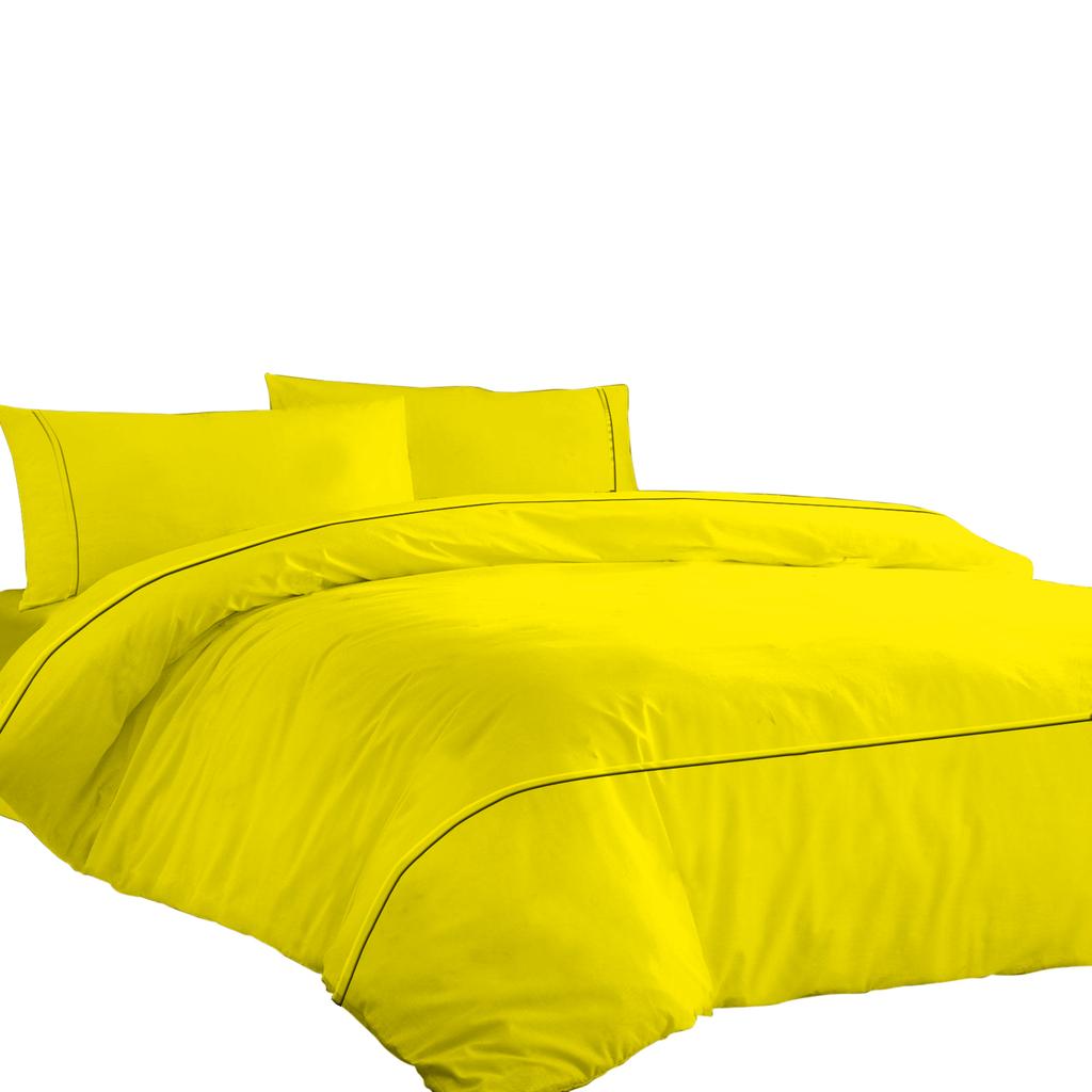 Комплект постельного белья из египетского хлопка премиум-класса 600TC с гладкой горизонтальной окантовкой (Набор из 3 предметов: 1 пододеяльник и 2 наволочки) - Различные размеры и цвета