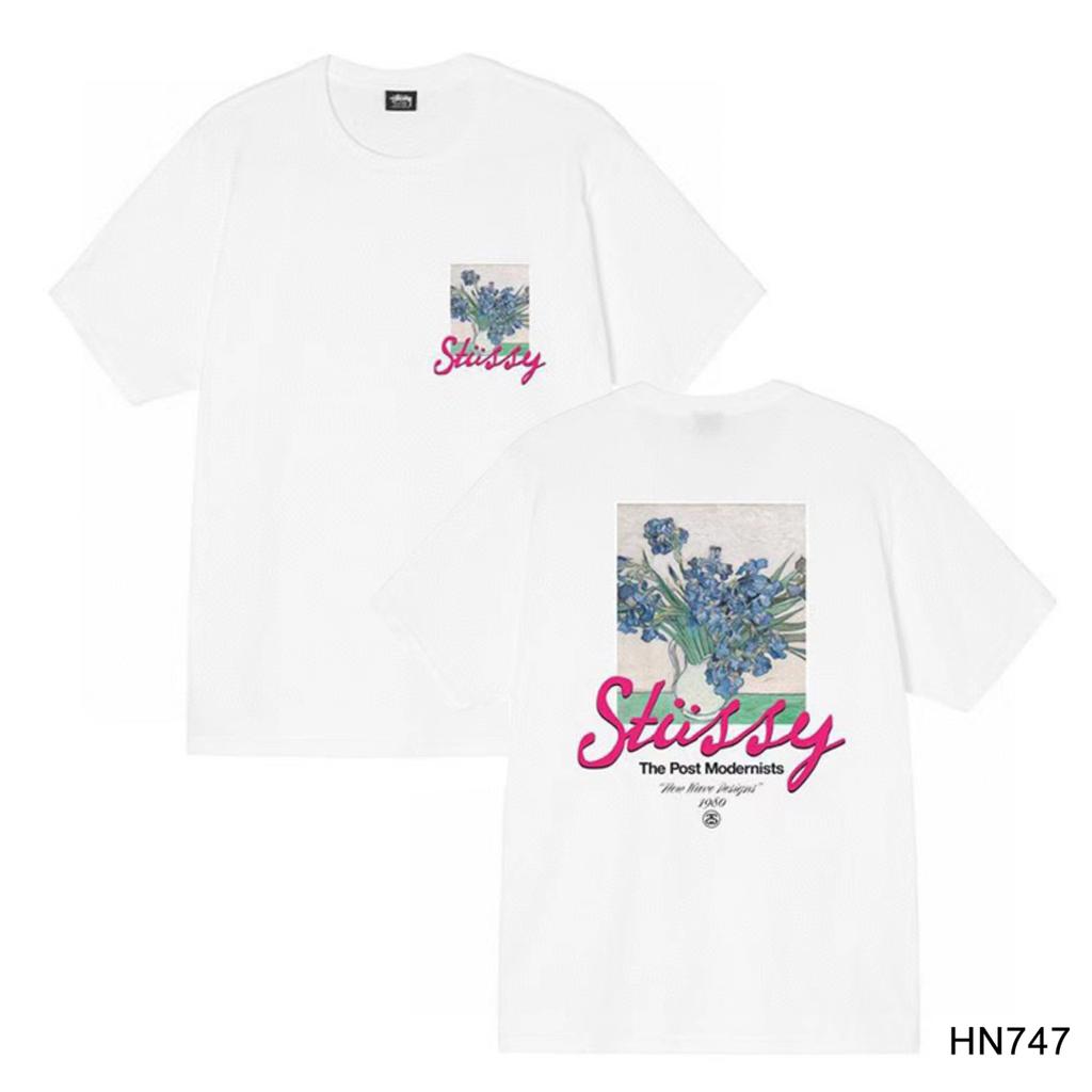 Stussy Летняя новая футболка из высококачественного хлопка с круглым вырезом для мужчин и женщин 2025 года, классический логотип с новым рисунком, парная футболка