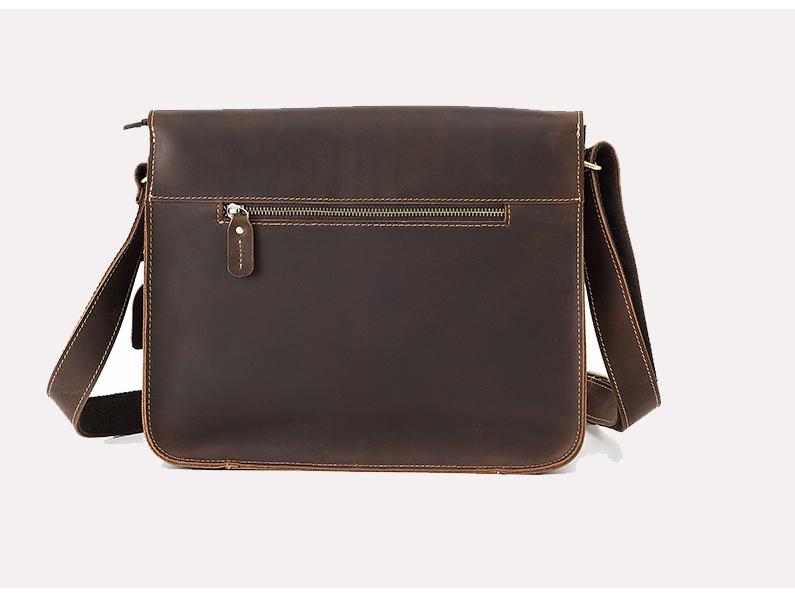 Men's Crazy Horse Leather Crossbody Bag - Genuine Leather Messenger & Multifunctional Computer Briefcase