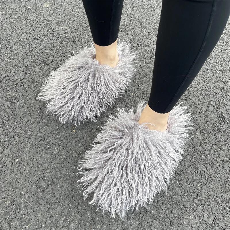 Осенне-зимние роскошные удобные пушистые женские сандалии из искусственного меха, сексуальные, горячие, потрясающие, домашние, повседневные, тапочки для девочек