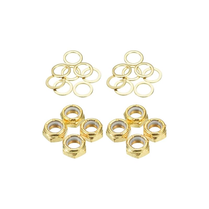 PATIKIL Набор гаек для скейтборда, 2 комплекта, 5/16 washers, spacers, hardware repair kit for longboard cruisers, Gold