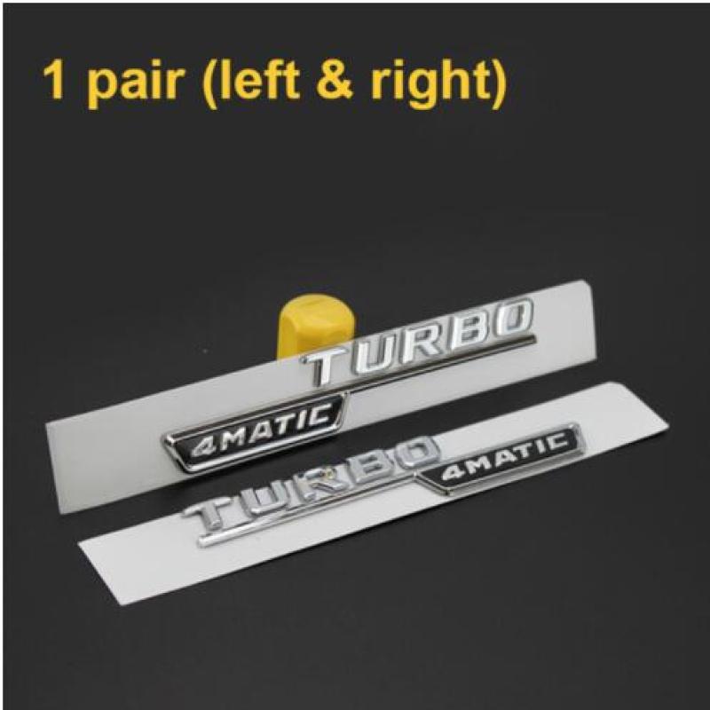 2pcs Letter Emblem V12BITURBO V8 BITURBO 4MATIC+ TURBO 4MATIC Car Styling Fender Logo Sticker Chrome Black Red