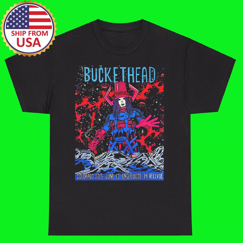 Buckethead Белвью Колорадо 14 июня 2025 г. Футболка Полный размер S-5XL Унисекс Футболка