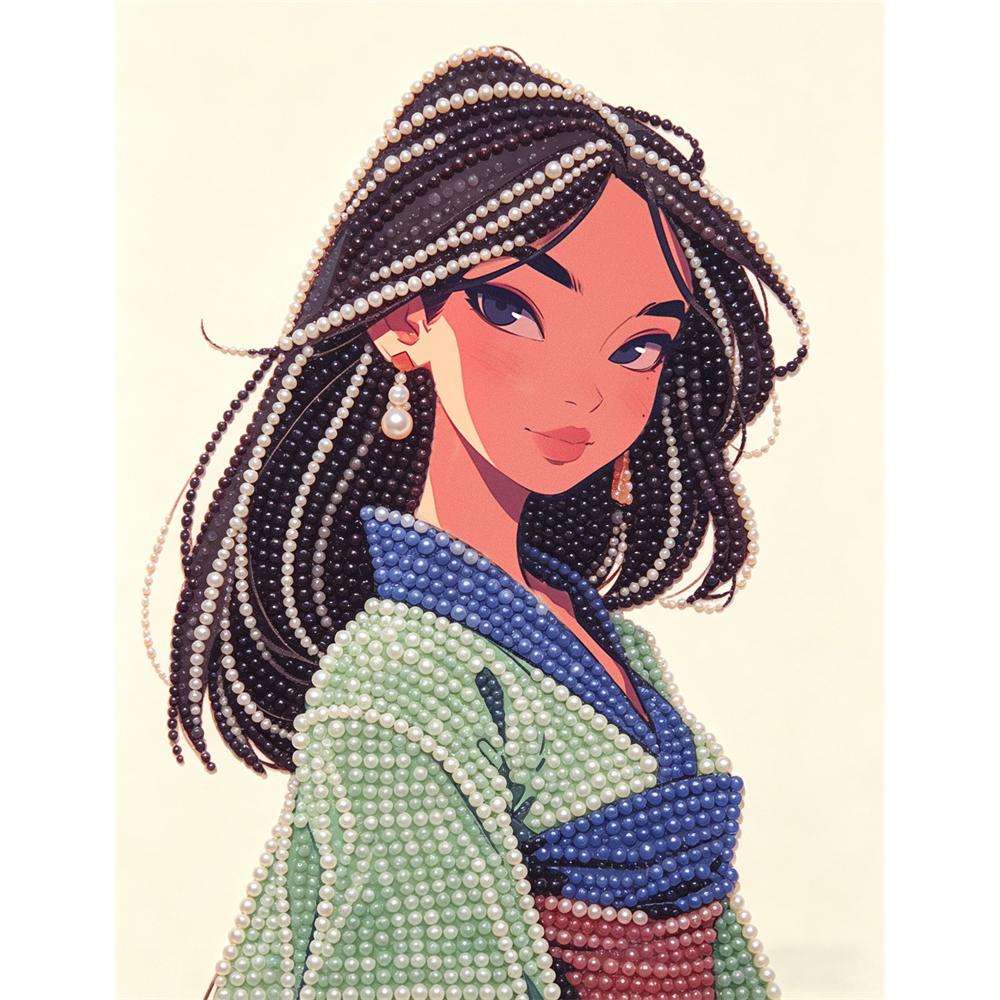 Disney Pearl Painting Mulan 5D DIY Pearl Picture Crafts for Adults/Beginners Gift Ideas Home Decor