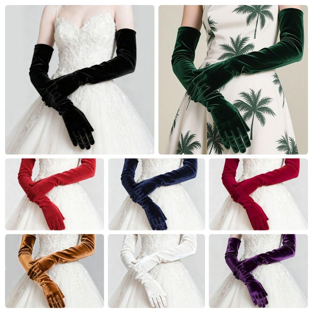 Full Finger Velvet Long Gloves 53cm Party Mittens Party Supplies Women's Fluffy Gloves Party