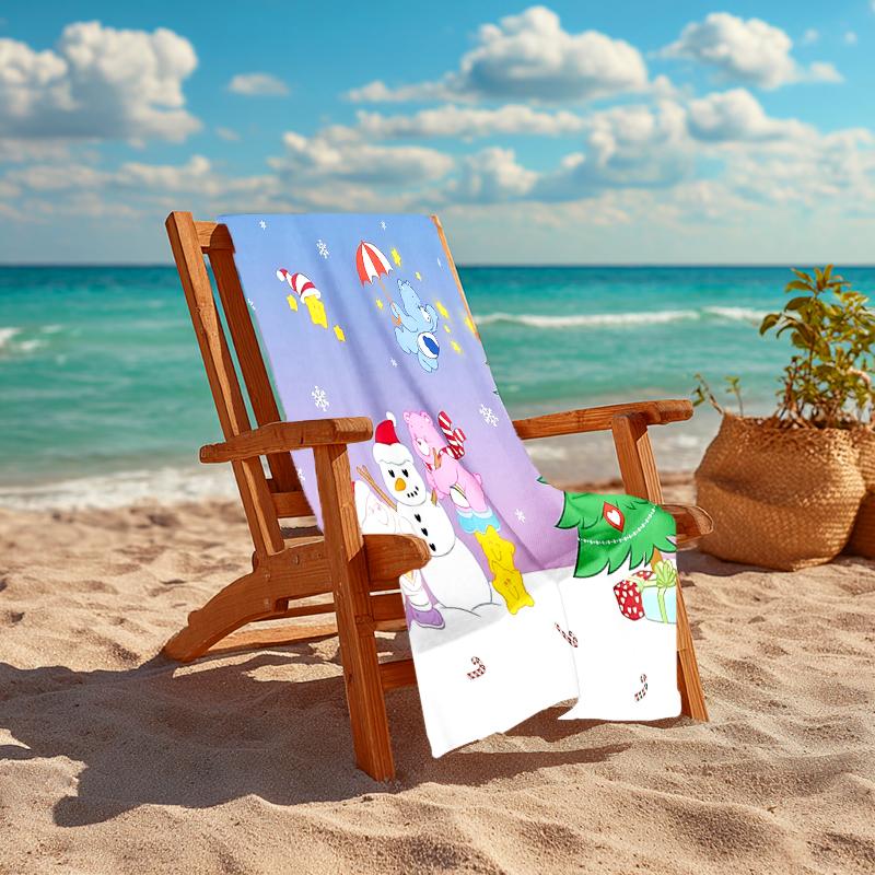 1Pc Christmas Night Adventure Beach Towel, Quick Dry, Multi-Use for Beach Pool Gym Yoga Home Travel, Christmas, Halloween, Xmas Gift S149
