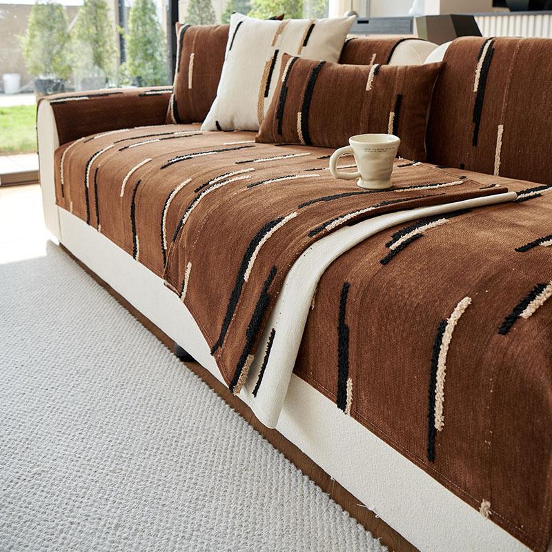 Простая полосатая подушка для дивана Осень и зима Новая нескользящая шениловая накидка на спинку одеяло полотенце подушка для сиденья