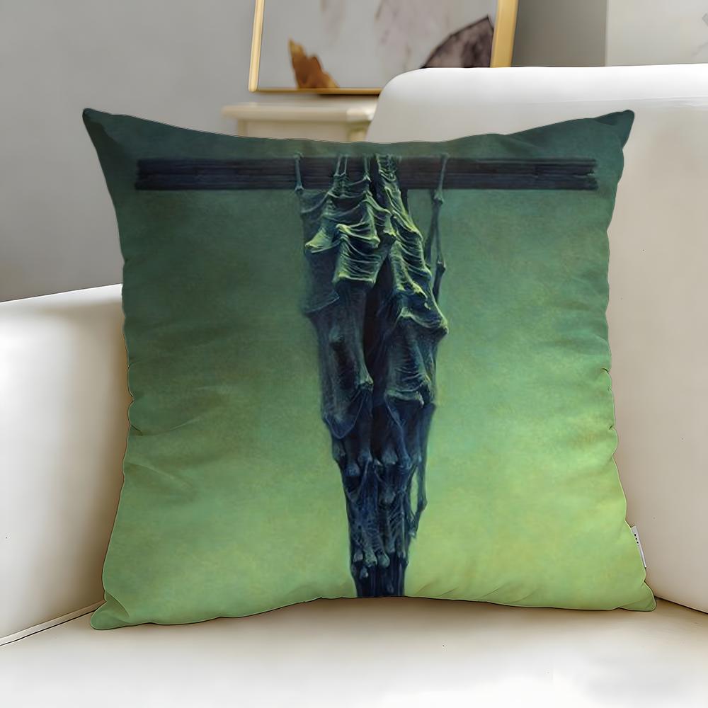 Stylish Zzdzislaw Beksinskiable Cushion Cover Soft EasyWash Pillow Case Versatile for Couch Bed Travel and Office