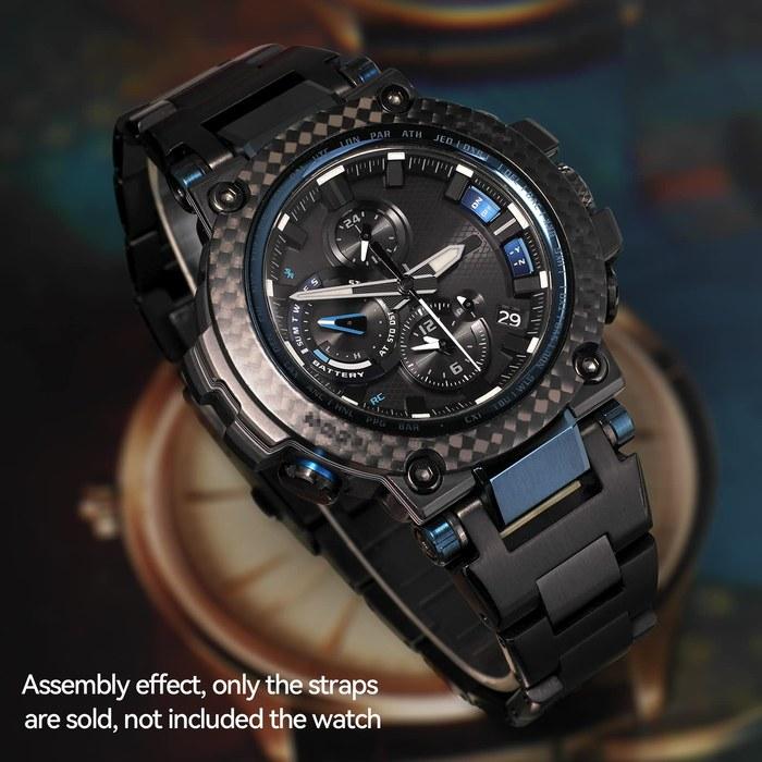 [Korlexchi] Watch Metal Band Men's Casio/G-SHOCK Compatible, MTG-B1000/MTG B1000 Strap, 316 Stainless Steel Bracelet (Black)