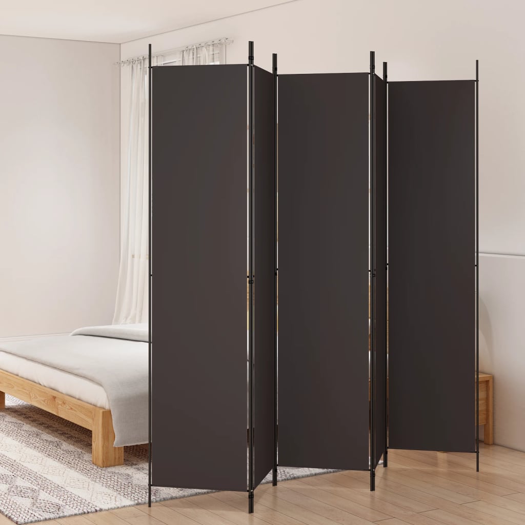 Складной экран из 5 секций, коричневый, 250 x 220 см, ткань