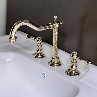 Tuqiu Ванная комната Широкий смеситель для раковины Brush Gold 8 дюймов Смеситель для раковины Brass Смеситель для раковины Hot & Cold Классический смеситель для мойки Водопроводный кран