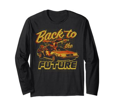 Назад в будущее Винтажная футболка с длинным рукавом DeLorean