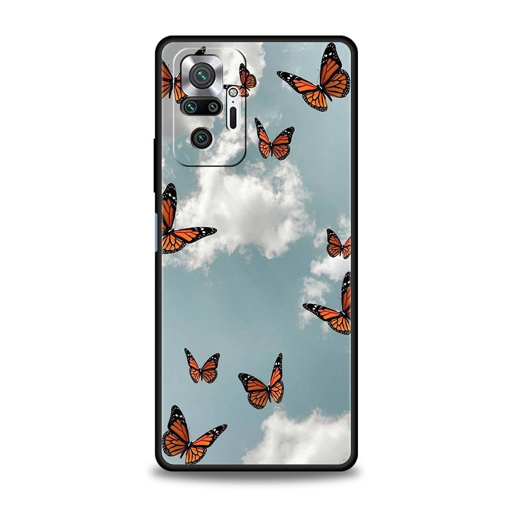 Butterfly Luxury Phone Case For Xiaomi Redmi Note 12 11 10 Pro Plus 9S 9 8 7 9T 8T 9C 9A 5G K40 Gaming Soft Silicone Cover
