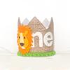 First Kids Birthday Party Glitter Brown Bear Hat ONE Burlap Lion Birthday Crown Baby Shower Photoprops Party Decorations