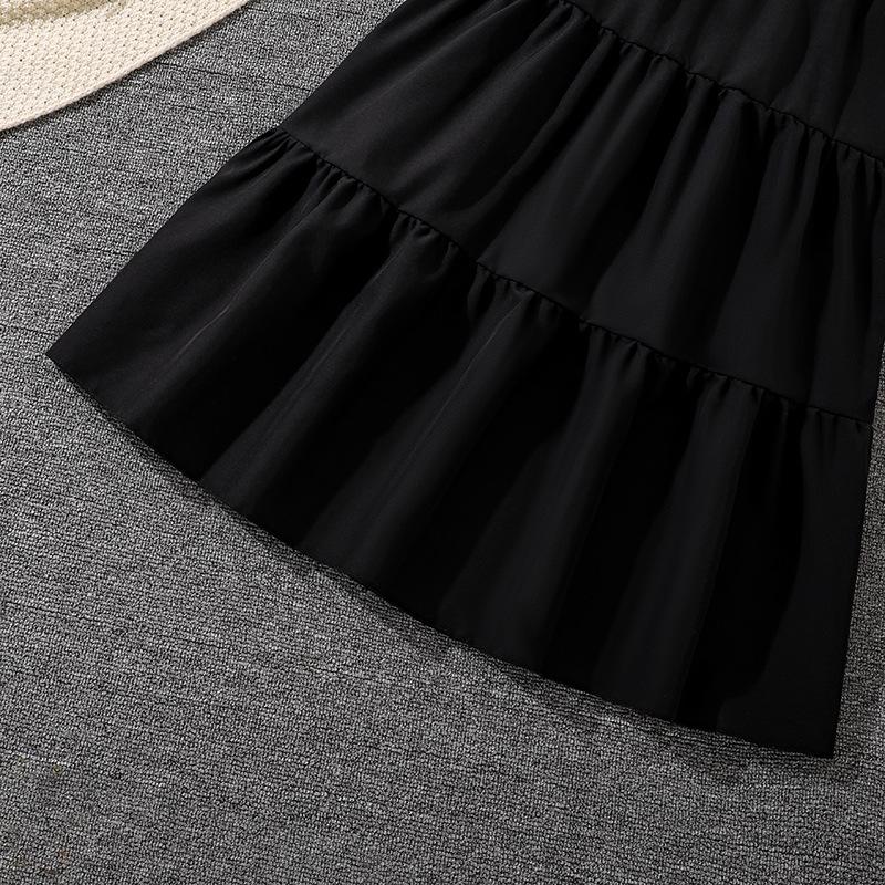 Комплект детской одежды для девочек 2025 г. Летняя белая футболка с коротким рукавом и черные юбки, комплект из 2 предметов, повседневный наряд