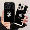JT72 Черный астронавт качается Чехол для телефона iPhone 17 16 Pro Max Samsung S26 S25 Ultra A17 A16 A07 A56 Xiaomi 15T Redmi Note 14 Pro Plus Мягкий чехол-бампер из ТПУ