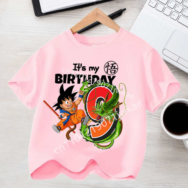 Boy Girl Clothes Anime Short Sleeve Kids White Loose Gift Dragon Ball Goku T-shirt Cotton for Children Birthday Figure Tee Top