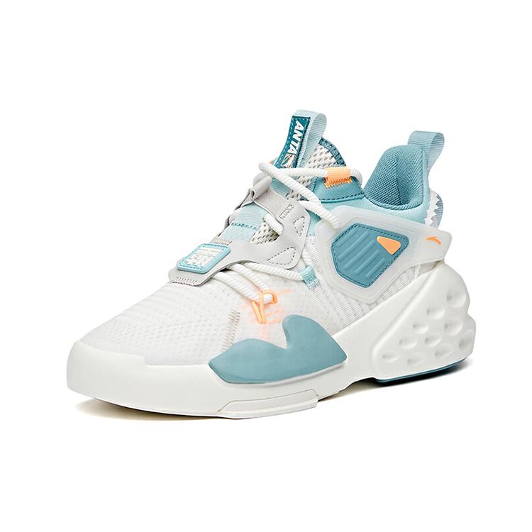Anta Bastard Non slip Lightweight Mid top Skateboard Shoes Men's White Blue Green 112128084-4